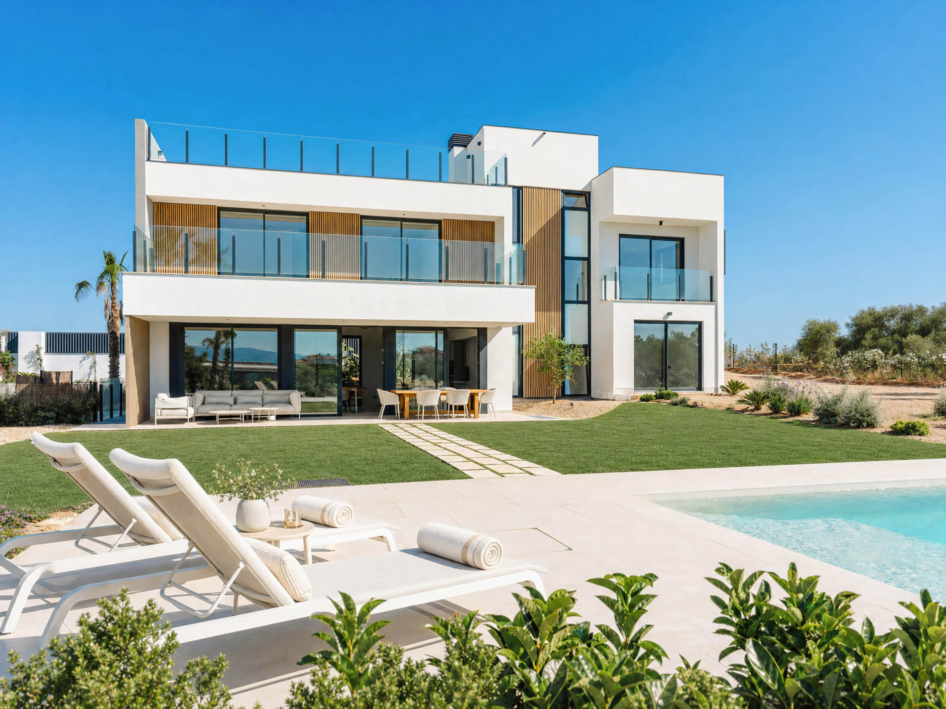Villa con gran jardín y vistas hacia la Bahía de Palma en Son Gual